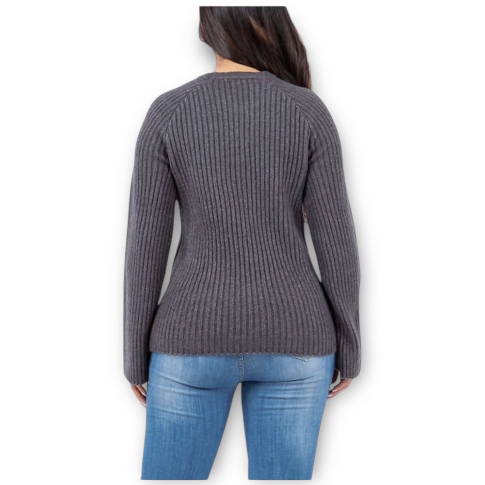 NWT Fever Bell Sleeve Ribbed Knit Sweater Gray Small - Picture 5 of 5